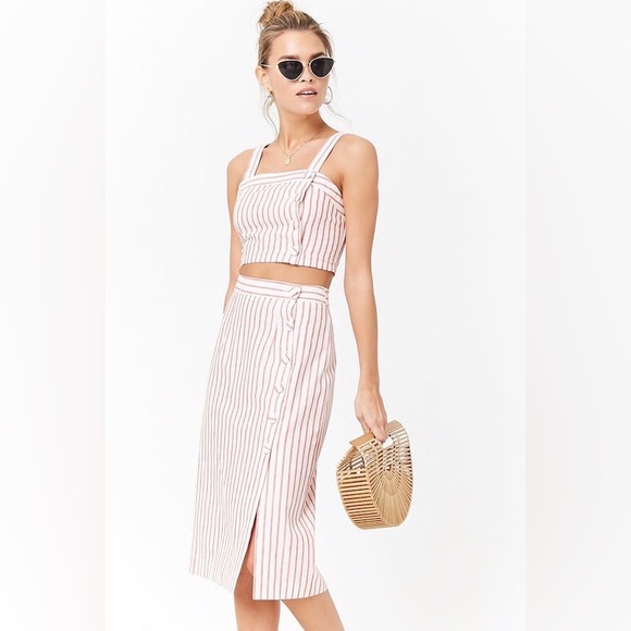 Crop Top Linen Skirt Forever 21 NWT FOREVER 21 Contemporary